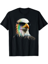 Bald Eagle Head Sunglasses T-Shirt 180G 100% Cotton Printed Round Neck Short-Sleeve T-Shirt, Gifts for Men Dad Husband Grandpa, S-XXXL, Black