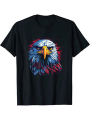 American Bald Eagle Men Women Boy Girl T-Shirt 180G 100% Cotton Printed Round Neck Short-Sleeve T-Shirt, Gifts for Men Dad Husband Grandpa, S-XXXL, Black