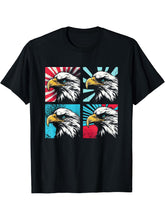 Bald Eagle Pop Art - Vintage American Bald Eagle Lover T-Shirt 180G 100% Cotton Printed Round Neck Short-Sleeve T-Shirt, Gifts for Men Dad Husband Grandpa, S-XXXL, Black