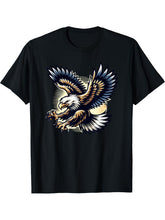 American Bald Eagle Swooping Photo Portrait Bird Photograph T-Shirt 180G 100% Cotton Printed Round Neck Short-Sleeve T-Shirt, Gifts for Men Dad Husband Grandpa, S-XXXL, Black
