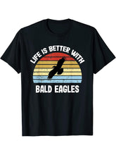 Bald Eagle T-Shirt | Life is Better With Bald Eagles T-Shirt 180G 100% Cotton Printed Round Neck Short-Sleeve T-Shirt, Gifts for Men Dad Husband Grandpa, S-XXXL, Black