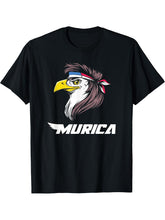 Bald Eagle Murica Patriotic Party T-Shirt 180G 100% Cotton Printed Round Neck Short-Sleeve T-Shirt, Gifts for Men Dad Husband Grandpa, S-XXXL, Black