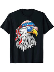 American Bald Eagle T-Shirt Funny Patriotic T-Shirt 180G 100% Cotton Printed Round Neck Short-Sleeve T-Shirt, Gifts for Men Dad Husband Grandpa, S-XXXL, Black