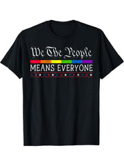 We The People Means Everyone US Constitution LGBT Pride T-Shirt 180G 100% Cotton Printed Round Neck Short-Sleeve T-Shirt, Gifts for Men Dad Husband Grandpa, S-XXXL, Black