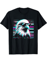 American Bald Eagle Glitch - Vintage Eagle Bird Lover T-Shirt 180G 100% Cotton Printed Round Neck Short-Sleeve T-Shirt, Gifts for Men Dad Husband Grandpa, S-XXXL, Black