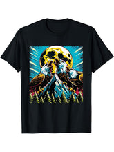 Howling At Moon Bald Eagle T-Shirt 180G 100% Cotton Printed Round Neck Short-Sleeve T-Shirt, Gifts for Men Dad Husband Grandpa, S-XXXL, Black