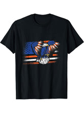 American Bald Eagle Independance American Flag Eagle T-Shirt 180G 100% Cotton Printed Round Neck Short-Sleeve T-Shirt, Gifts for Men Dad Husband Grandpa, S-XXXL, Black