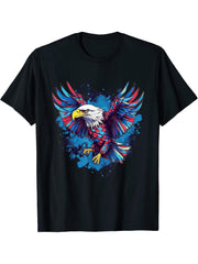 American Bald Eagle Men Women Boy Girl T-Shirt 180G 100% Cotton Printed Round Neck Short-Sleeve T-Shirt, Gifts for Men Dad Husband Grandpa, S-XXXL, Black