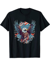 American Bald Eagle Men Women Boy Girl T-Shirt 180G 100% Cotton Printed Round Neck Short-Sleeve T-Shirt, Gifts for Men Dad Husband Grandpa, S-XXXL, Black