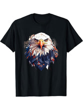 Bald Eagle Geometric Patten Art, Cute Bald Eagle Lover T-Shirt 180G 100% Cotton Printed Round Neck Short-Sleeve T-Shirt, Gifts for Men Dad Husband Grandpa, S-XXXL, Black