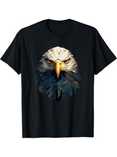 Bald Eagle Geometric Patten Art, Cute Bald Eagle Lover T-Shirt 180G 100% Cotton Printed Round Neck Short-Sleeve T-Shirt, Gifts for Men Dad Husband Grandpa, S-XXXL, Black