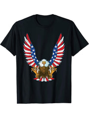 Bald Eagle Shirt American Bald Eagle Gifts T-Shirt American T-Shirt 180G 100% Cotton Printed Round Neck Short-Sleeve T-Shirt, Gifts for Men Dad Husband Grandpa, S-XXXL, Black
