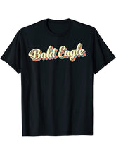 Bald Eagle TShirt Retro Art Baseball Font Vintage T-Shirt 180G 100% Cotton Printed Round Neck Short-Sleeve T-Shirt, Gifts for Men Dad Husband Grandpa, S-XXXL, Black
