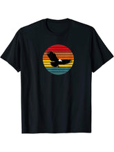 Vintage Sunset Bald Eagle T-Shirt 180G 100% Cotton Printed Round Neck Short-Sleeve T-Shirt, Gifts for Men Dad Husband Grandpa, S-XXXL, Black