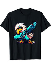 Dabbing Bald Eagle T-Shirt 180G 100% Cotton Printed Round Neck Short-Sleeve T-Shirt, Gifts for Men Dad Husband Grandpa, S-XXXL, Black