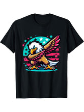 Dabbing Bald Eagle T-Shirt 180G 100% Cotton Printed Round Neck Short-Sleeve T-Shirt, Gifts for Men Dad Husband Grandpa, S-XXXL, Black