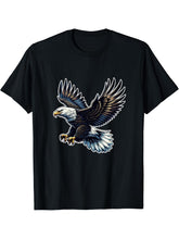 Flying American Bald Eagle T-Shirt 180G 100% Cotton Printed Round Neck Short-Sleeve T-Shirt, Gifts for Men Dad Husband Grandpa, S-XXXL, Black