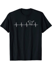 Bald Eagle Heartbeat Bird Gifts T-Shirt 180G 100% Cotton Printed Round Neck Short-Sleeve T-Shirt, Gifts for Men Dad Husband Grandpa, S-XXXL, Black