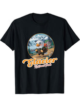 Bald Eagle Hiking at Glacier National Park, Montana Funny T-Shirt 180G 100% Cotton Printed Round Neck Short-Sleeve T-Shirt, Gifts for Men Dad Husband Grandpa, S-XXXL, Black