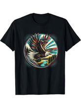 Majestic Bald Eagle Soaring Design T-Shirt 180G 100% Cotton Printed Round Neck Short-Sleeve T-Shirt, Gifts for Men Dad Husband Grandpa, S-XXXL, Black