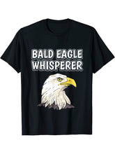 Bald Eagle Whisperer Funny Eagle Quote Bald Eagles T-Shirt 180G 100% Cotton Printed Round Neck Short-Sleeve T-Shirt, Gifts for Men Dad Husband Grandpa, S-XXXL, Black