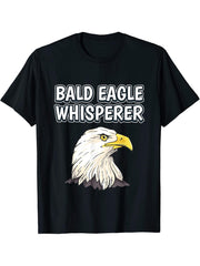 Bald Eagle Whisperer Funny Eagle Quote Bald Eagles T-Shirt 180G 100% Cotton Printed Round Neck Short-Sleeve T-Shirt, Gifts for Men Dad Husband Grandpa, S-XXXL, Black