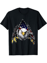 USA Flag Bald Eagle American Flag 4th Of July T-Shirt 180G 100% Cotton Printed Round Neck Short-Sleeve T-Shirt, Gifts for Men Dad Husband Grandpa, S-XXXL, Black