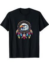 Bald Eagle Dream Catcher - Native American Dreamcatcher - T-Shirt 180G 100% Cotton Printed Round Neck Short-Sleeve T-Shirt, Gifts for Men Dad Husband Grandpa, S-XXXL, Black