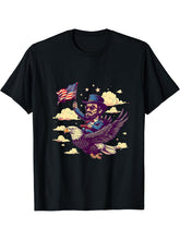 Fourth Of July Bald Eagle Abraham Lincoln 4th Of July USA T-Shirt 180G 100% Cotton Printed Round Neck Short-Sleeve T-Shirt, Gifts for Men Dad Husband Grandpa, S-XXXL, Black