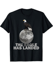 The Eagle Has Landed Gift Apollo 11 Moon Landing Souvenir T-Shirt 180G 100% Cotton Printed Round Neck Short-Sleeve T-Shirt, Gifts for Men Dad Husband Grandpa, S-XXXL, Black