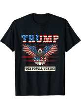 Trump 2024 Vox Populi Vox Dei Voice Of The People Bald Eagle T-Shirt 180G 100% Cotton Printed Round Neck Short-Sleeve T-Shirt, Gifts for Men Dad Husband Grandpa, S-XXXL, Black