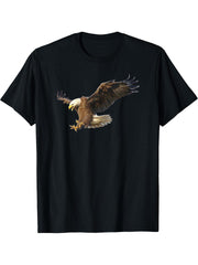 Majestic Flying American Bald Eagle Photo T-Shirt 180G 100% Cotton Printed Round Neck Short-Sleeve T-Shirt, Gifts for Men Dad Husband Grandpa, S-XXXL, Black