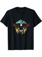 Majestic Flying American Bald Eagle T-Shirt 180G 100% Cotton Printed Round Neck Short-Sleeve T-Shirt, Gifts for Men Dad Husband Grandpa, S-XXXL, Black