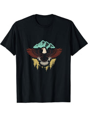 Majestic Flying American Bald Eagle T-Shirt 180G 100% Cotton Printed Round Neck Short-Sleeve T-Shirt, Gifts for Men Dad Husband Grandpa, S-XXXL, Black