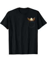 Cute Bald Eagle In A Pocket American Bald Eagle T-Shirt 180G 100% Cotton Printed Round Neck Short-Sleeve T-Shirt, Gifts for Men Dad Husband Grandpa, S-XXXL, Black