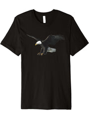 Majestic Flying American Bald Eagle Photo Portrait T-Shirt 180G 100% Cotton Printed Round Neck Short-Sleeve T-Shirt, Gifts for Men Dad Husband Grandpa, S-XXXL, Black