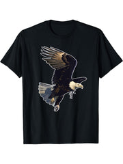 Majestic Flying American Bald Eagle T-Shirt 180G 100% Cotton Printed Round Neck Short-Sleeve T-Shirt, Gifts for Men Dad Husband Grandpa, S-XXXL, Black