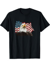 Vintage American Bald Eagle Flag American Bald Eagle T-Shirt 180G 100% Cotton Printed Round Neck Short-Sleeve T-Shirt, Gifts for Men Dad Husband Grandpa, S-XXXL, Black