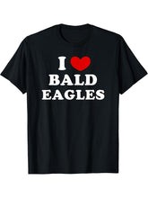 I Love Bald Eagles, I Heart Bald Eagles T-Shirt 180G 100% Cotton Printed Round Neck Short-Sleeve T-Shirt, Gifts for Men Dad Husband Grandpa, S-XXXL, Black