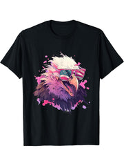 American Bald Eagle USA Flag Colors July 4th Graphic T-Shirt 180G 100% Cotton Printed Round Neck Short-Sleeve T-Shirt, Gifts for Men Dad Husband Grandpa, S-XXXL, Black