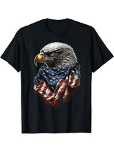 4th Of July Bald Eagle American US Flag Country 4th Of July T-Shirt 180G 100% Cotton Printed Round Neck Short-Sleeve T-Shirt, Gifts for Men Dad Husband Grandpa, S-XXXL, Black