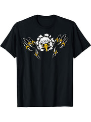 Bald Eagle Hawk Bird Mascot Claws Talons Ripping Design T-Shirt 180G 100% Cotton Printed Round Neck Short-Sleeve T-Shirt, Gifts for Men Dad Husband Grandpa, S-XXXL, Black