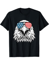 4th of July American Bald eagle flag- Independence Day T-Shirt 180G 100% Cotton Printed Round Neck Short-Sleeve T-Shirt, Gifts for Men Dad Husband Grandpa, S-XXXL, Black