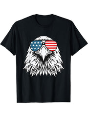 4th of July American Bald eagle flag- Independence Day T-Shirt 180G 100% Cotton Printed Round Neck Short-Sleeve T-Shirt, Gifts for Men Dad Husband Grandpa, S-XXXL, Black