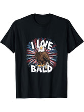 I Love Bald 4th of July Independence Day Bald Eagle T-Shirt T-Shirt 180G 100% Cotton Printed Round Neck Short-Sleeve T-Shirt, Gifts for Men Dad Husband Grandpa, S-XXXL, Black