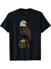 Eagle Bald Eagle T-Shirt 180G 100% Cotton Printed Round Neck Short-Sleeve T-Shirt, Gifts for Men Dad Husband Grandpa, S-XXXL, Black