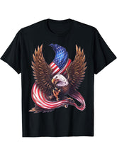 USA Flag Bald Eagle T-shirt American Flag 4th Of July shirt T-Shirt 180G 100% Cotton Printed Round Neck Short-Sleeve T-Shirt, Gifts for Men Dad Husband Grandpa, S-XXXL, Black