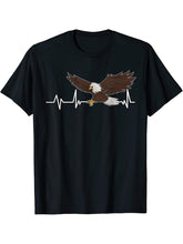 Bald Eagle Heartbeat Gift Bald Eagle T-Shirt 180G 100% Cotton Printed Round Neck Short-Sleeve T-Shirt, Gifts for Men Dad Husband Grandpa, S-XXXL, Black