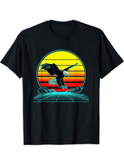 Retro Vintage Sunset Bald Eagle T-Shirt 180G 100% Cotton Printed Round Neck Short-Sleeve T-Shirt, Gifts for Men Dad Husband Grandpa, S-XXXL, Black