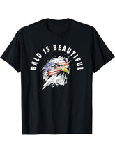 Bald Is Beautiful - Patriotic American Bald Eagle T-Shirt 180G 100% Cotton Printed Round Neck Short-Sleeve T-Shirt, Gifts for Men Dad Husband Grandpa, S-XXXL, Black